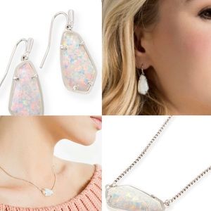 Kendra Scott silver opal earring and necklace set